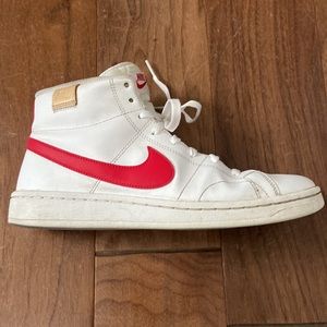 Nike's Court Royale 2 Mid Sneakers women size 8 white and red High Top
